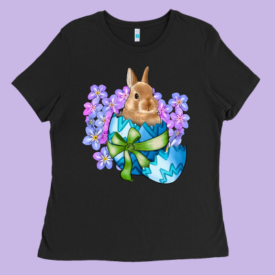 Easter Bunny Egg Flowers Ladies Tee Designed By Ranaportraitstore