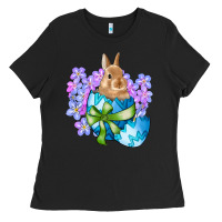 Black easter bunny egg flowers Ladies Tee - RanaPortraitStore