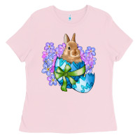Bubblegum Pink easter bunny egg flowers Ladies Tee - RanaPortraitStore