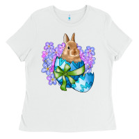 White easter bunny egg flowers Ladies Tee - RanaPortraitStore