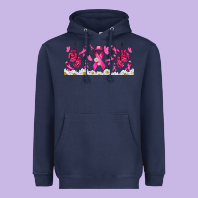 Cancer Ribbon With Daisy Heavyweight Hoodie Designed By Tumblerdesignbyshophia