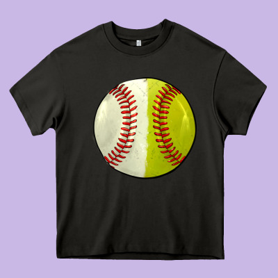 Half Baseball Softball Heavy Core Tee Designed By Jahusdesignshop