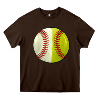 Chocolate Brown half baseball softball Heavy Core Tee - JahusDesignShop