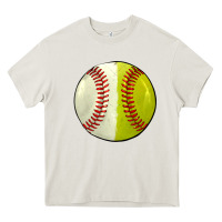 Cream half baseball softball Heavy Core Tee - JahusDesignShop