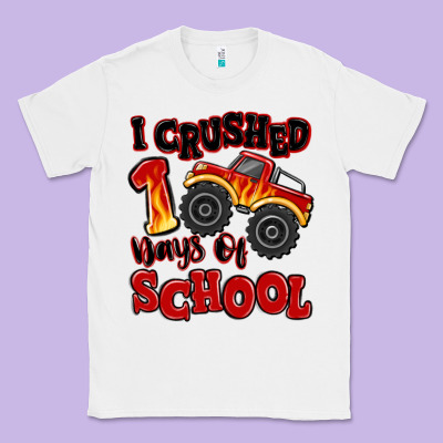 I Crushed 100 Days Of School Monster Truck Classic Tee Designed By Maliassmallbusiness