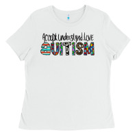 White accept. understand love autism Ladies Tee - CowhideDigitalArt