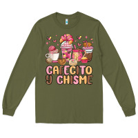 Army Green cafecito y chisme Long Sleeve Tee - MaliasSmallBusiness