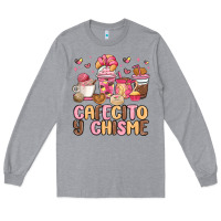 Heather Grey cafecito y chisme Long Sleeve Tee - MaliasSmallBusiness
