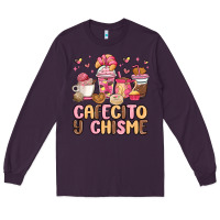 Plum cafecito y chisme Long Sleeve Tee - MaliasSmallBusiness