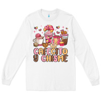 White cafecito y chisme Long Sleeve Tee - MaliasSmallBusiness