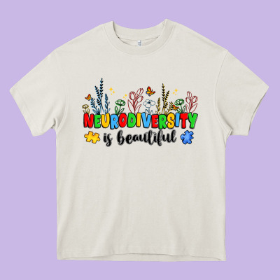 Neurodiversity Is Beautiful Heavy Core Tee Designed By Jahusdesignshop
