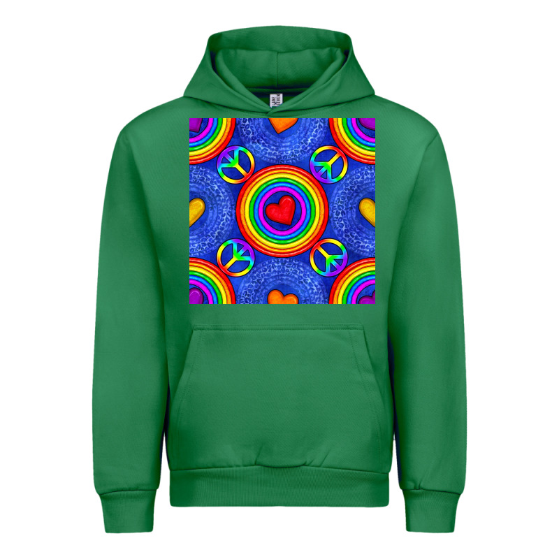 Pride Lgbtq Hearts And Peace Symbol Seamless Patte Urban Hoodie by BundleAndBundleShop | Teevron