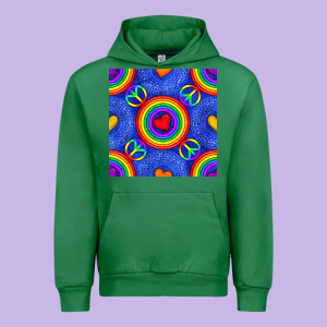 Pride Lgbtq Hearts And Peace Symbol Seamless Patte Urban Hoodie Designed By Bundleandbundleshop