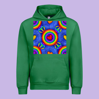 Pride Lgbtq Hearts And Peace Symbol Seamless Patte Urban Hoodie Designed By Bundleandbundleshop