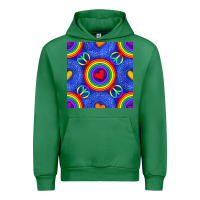 Emerald Pride lgbtq hearts and peace symbol seamless patte Urban Hoodie - BundleAndBundleShop