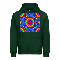 Forest Green Pride lgbtq hearts and peace symbol seamless patte Urban Hoodie - BundleAndBundleShop