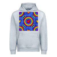 Heather Grey Pride lgbtq hearts and peace symbol seamless patte Urban Hoodie - BundleAndBundleShop