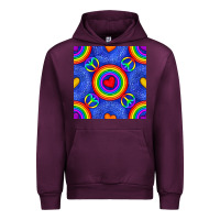 Mauve Wine Pride lgbtq hearts and peace symbol seamless patte Urban Hoodie - BundleAndBundleShop
