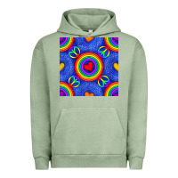 Pigment Oil Green Pride lgbtq hearts and peace symbol seamless patte Urban Hoodie - BundleAndBundleShop