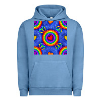 Pigment Pebble Blue Pride lgbtq hearts and peace symbol seamless patte Urban Hoodie - BundleAndBundleShop