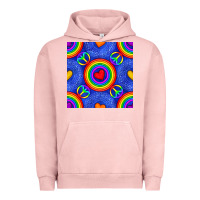 Pigment Salmon Pride lgbtq hearts and peace symbol seamless patte Urban Hoodie - BundleAndBundleShop