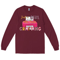 Burgundy just a girl who loves crafting Long Sleeve Tee - MaliasSmallBusiness