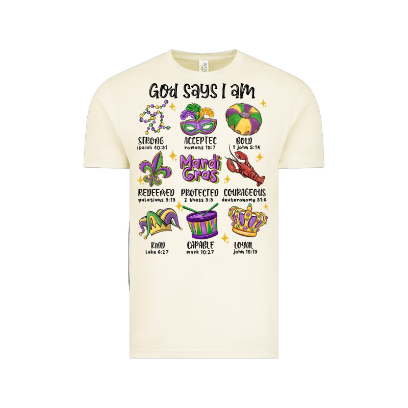 God Says I Am Mardi Gras Vintage Tee by MaliasSmallBusiness | Teevron
