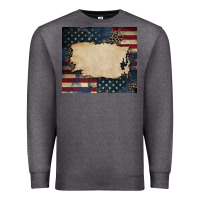 Charcoal Heather American flag add your text Premium Sweatshirt - CowGirlArtShop