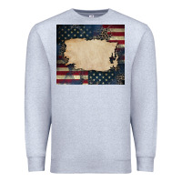 Heather Grey American flag add your text Premium Sweatshirt - CowGirlArtShop