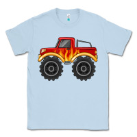 Dusty Blue monster truck with flames Classic Tee - MaliasSmallBusiness