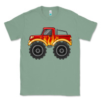 Sage monster truck with flames Classic Tee - MaliasSmallBusiness