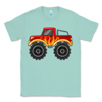 Seafoam monster truck with flames Classic Tee - MaliasSmallBusiness