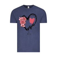 Vintage Denim mimi flower heart Vintage Tee - MaliasSmallBusiness