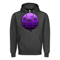 Charcoal Heather Flamingo Palm Zipper Hoodie - Bettercallsaul