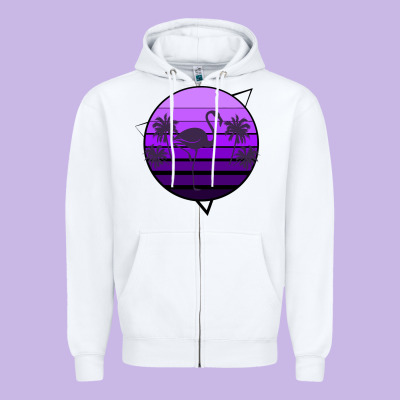 Flamingo Palm Zipper Hoodie Designed By Bettercallsaul