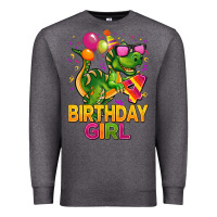 Charcoal Heather 4th birthday girl t rex pink Premium Sweatshirt - CowGirlArtShop