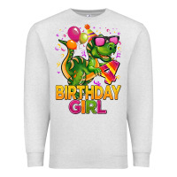 Oatmeal Heather 4th birthday girl t rex pink Premium Sweatshirt - CowGirlArtShop