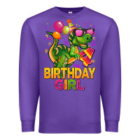 Purple 4th birthday girl t rex pink Premium Sweatshirt - CowGirlArtShop