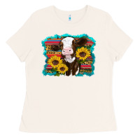 Bone western cow sunflowers serape leopard Ladies Tee - RanaPortraitStore