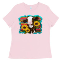 Bubblegum Pink western cow sunflowers serape leopard Ladies Tee - RanaPortraitStore