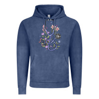 Vintage Denim floral stethoscope Vintage Hoodie - MaliasSmallBusiness