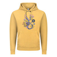 Vintage Mustard floral stethoscope Vintage Hoodie - MaliasSmallBusiness