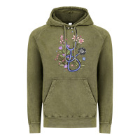 Vintage Olive floral stethoscope Vintage Hoodie - MaliasSmallBusiness