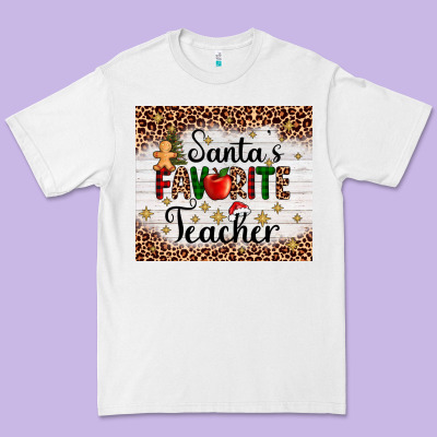 Santa's Favorite Teacher Premium Tee Designed By Adodesignshop