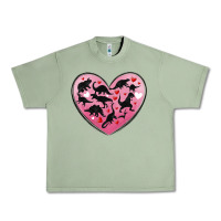 Oil Green dinosaur valentine heart Urban Heavy Tee - MaliasSmallBusiness