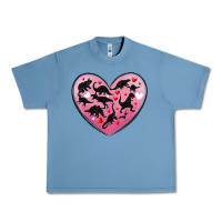 Pebble Blue dinosaur valentine heart Urban Heavy Tee - MaliasSmallBusiness