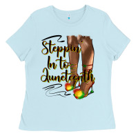 Baby Blue steppin' in to juneteenth heels Ladies Tee - HRA Design Shop