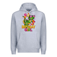 Heather Grey 3rd birthday girl t rex pink Premium Hoodie - CowGirlArtShop