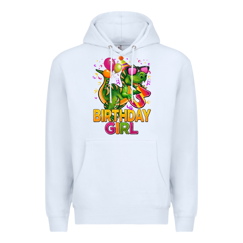 3rd Birthday Girl T Rex Pink Premium Hoodie by CowGirlArtShop | Teevron
