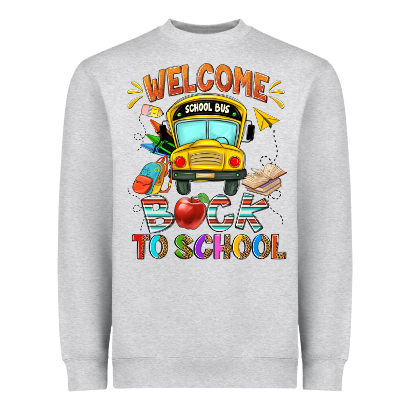 Welcome Back To School With School Bus Heavyweight Sweatshirt by NancyCooperArtShop | Teevron